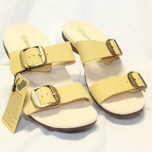 Spenco Size 7.5B Buttercup Yellow VISTA Leather Arch Support Slide Sandals NWT